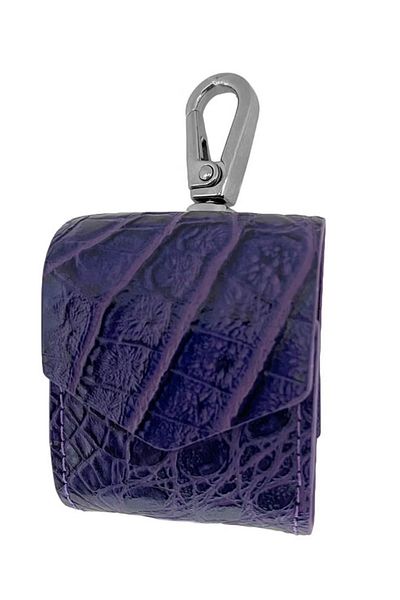 Generic Shock-Absorbing Protective Leather Case for AirPods with Safety Ring - Purple