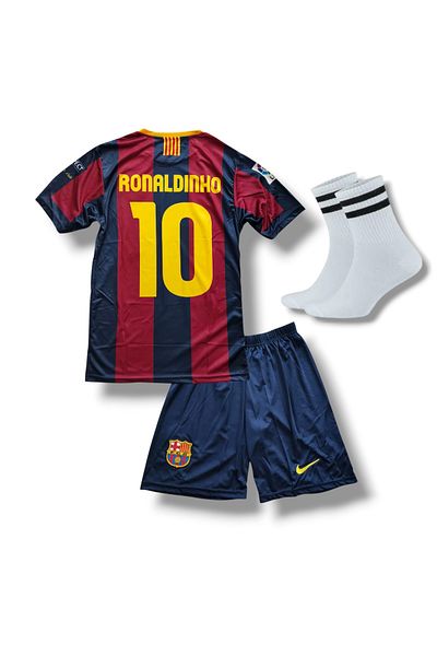 Flextreme Barcelona- 10 Ronaldinho -Gaucho 2006 Νέας σεζόν Παιδική φανέλα 3 τεμαχίων
