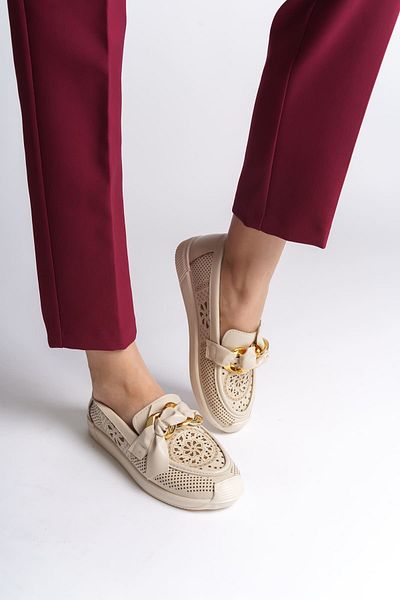 Zerenyus LYDIA Pantofi de balerină confortabili ortopedici fără șireturi - Motiv floral crem