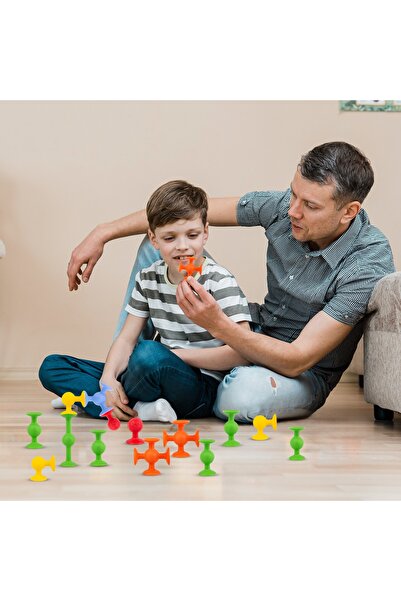 DUYUGEM Renkli Vakumlu 25 Parça Slikonlu Vantuzlu Yapışkanlı Molekül’ Duyusal Algısal Motor Dikkat Gelişim