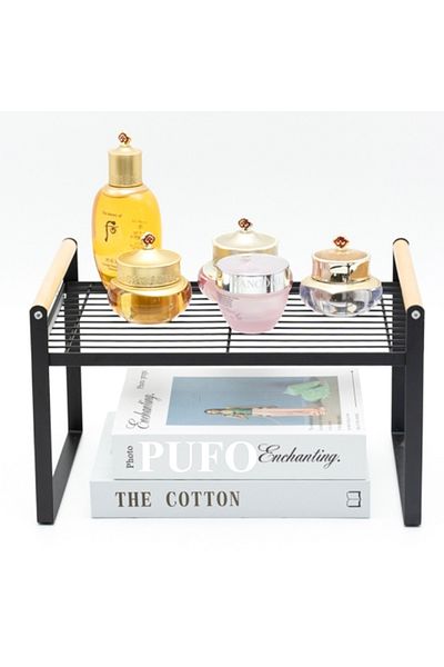PUFO Raft metalic multifuncțional pentru depozitare și organizare în bucătărie sau baie, 51 cm, negru