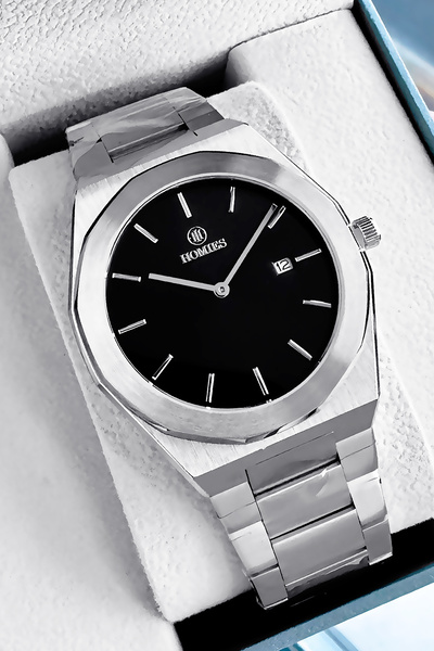 Homies Steel Case - Steel Cord 5 Atm Waterproof Men Wristwatch Silver Color Gift Bracelet Hme2066C4