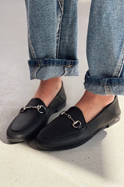 I Love Shoes Palvora Справжня шкіра Тканина Деталі Жіночі лофери Чорні