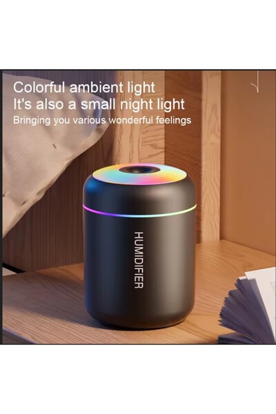 sgeteknoloji RGB SİYAH 180 ML USB ULTRASONİK OFİS ODA VE ARABA HAVA NEMLENDİRİCİ BUHAR MAKİNESİ AROMA DİFİZÖRÜ