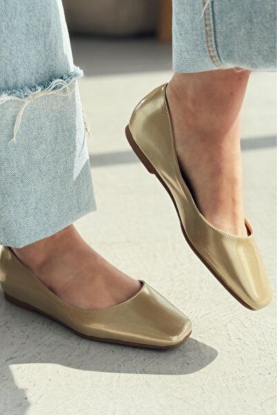 I Love Shoes Μπαλαρίνες Canris Matte Gold Blunt Toe Mary Jane