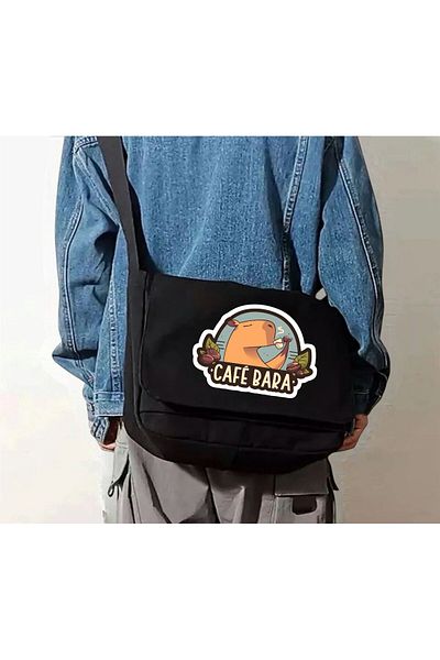 DEEFWEAR Black Cafe Bara Back to School Messenger Bag