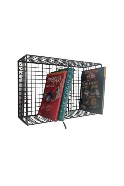 GO DEKOR Metal 2 gözlü Grid (Kafes) Kitaplık/Plaklık Duvar Rafı 50x33x20