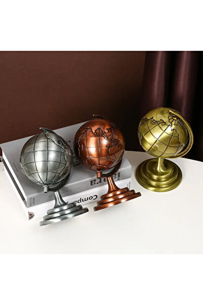 Store Küçük Boy Metal Dünya Küresi 11×5 cm Dekoratif Ev Ofis Aksesuarı