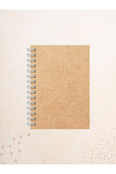 Ez&Tu Stıcker Natural Kraft Spiral Notebook Unlined Plain |   60 Sheets / 120 Pages
