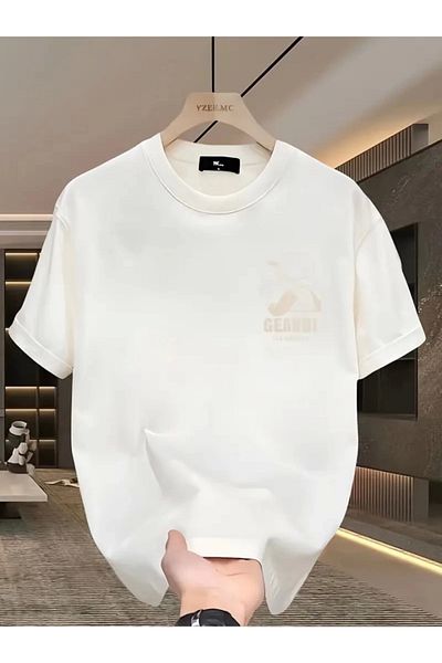 modamtn Wide Cut Cotton T-Shirt - Gandhi the Project Printed, White, Relaxed Fit, Short Sleeve, Casual