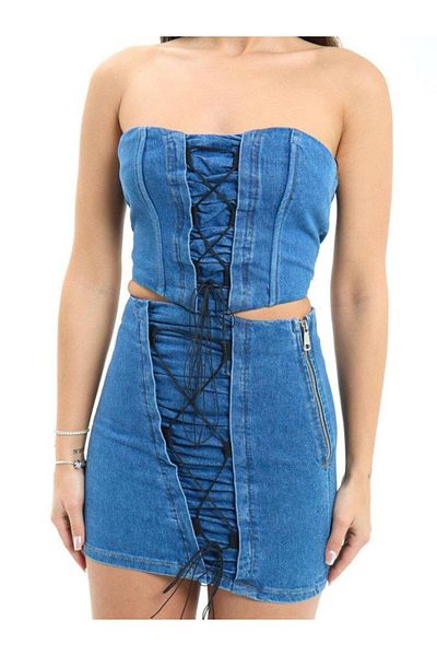PUPOOL 6923 Costum de blugi-ALBASTRU