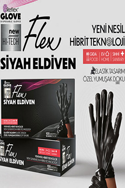 Reflex Flex Tpe Hibrit Pudrasız Siyah Eldiven S Beden