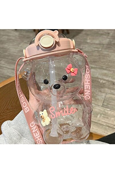 DOĞALYA Children's Teddy Bear Water Bottle Healthy Plastic