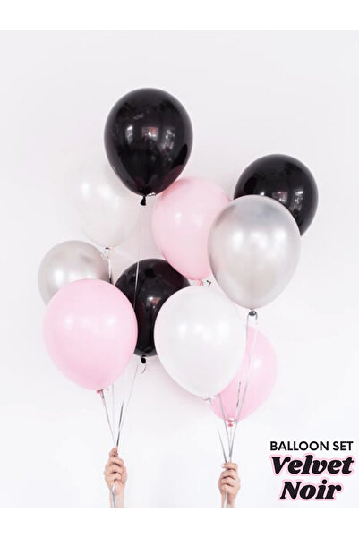 Bunloon 20-Piece Black Silver Pink White Balloon Set Birthday Party Decoration