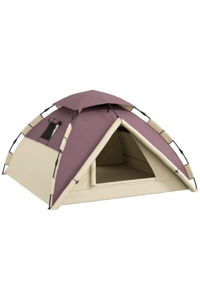 Evelise Cort de camping, 2 persoane, impermeabil, cu ferestre, geantă, kaki ș...