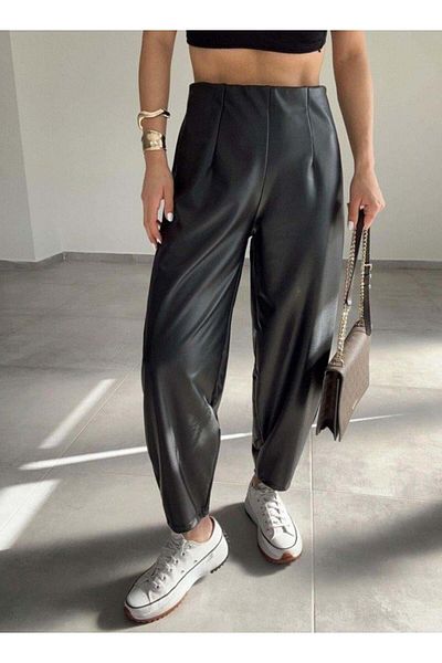 modamtn Women's Leather Fabric Raised Balloon Pants