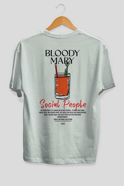 Ankhises Bloody Mary Cocktail Printed Oversize T-Shirt Men Women 100% Cotton Crew Neck Tshirt