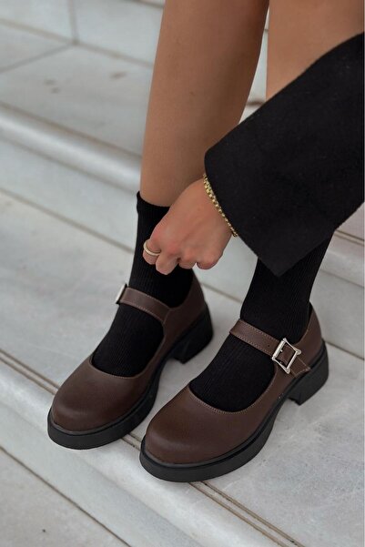 I Love Shoes Davipa Matte Leather Thick Sole Mary Jane Shoes Bitter Brown