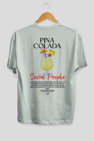 Ankhises Pına Colada Cocktail Printed Oversize T-Shirt Men Women 100% Cotton Crew Neck Tshirt