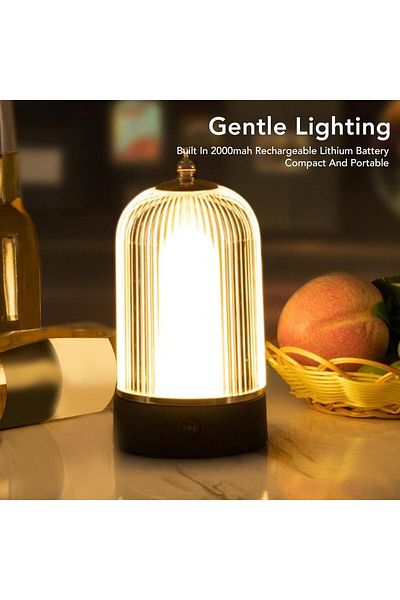 ETRONIK Portable, Cordless Lantern Table Lamp, Chargeable Flickering Flame Night Light for Bar and Bedroom