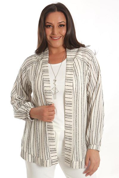 Metpoint Trend42plus Μεγάλο Μέγεθος Ριγέ Oversize Καφέ Μπουφάν