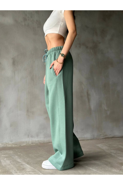 MODA    Palazzo Wide Leg Sweatpants - Green