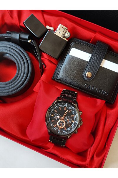 arpat time saat aksesuar 4 PARÇA ERKEK SAAT SETİ ; SAAT, KEMER, CÜZDAN, ÇAKMAK