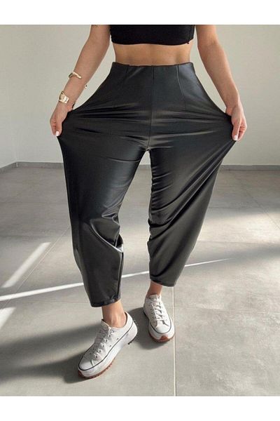 modamtn Women's Leather Fabric Raised Balloon Pants