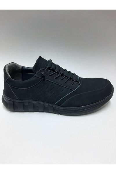 Hsa Genuine Leather Daily Laceless Nubuck Light Sole Black Summer Men's Shoes