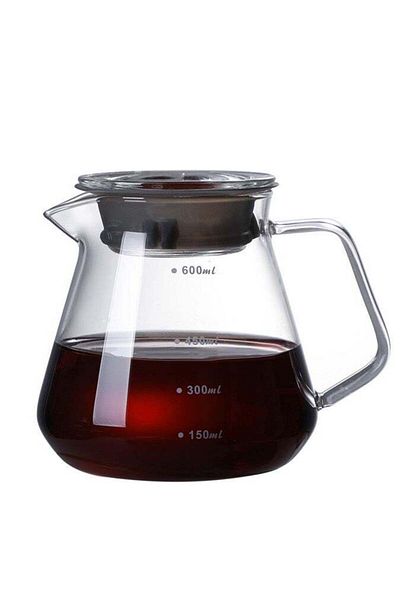 ماركة غير محددة V60 Glass Coffee Pot 600ml Capacity with Drip Coffee Maker Marks