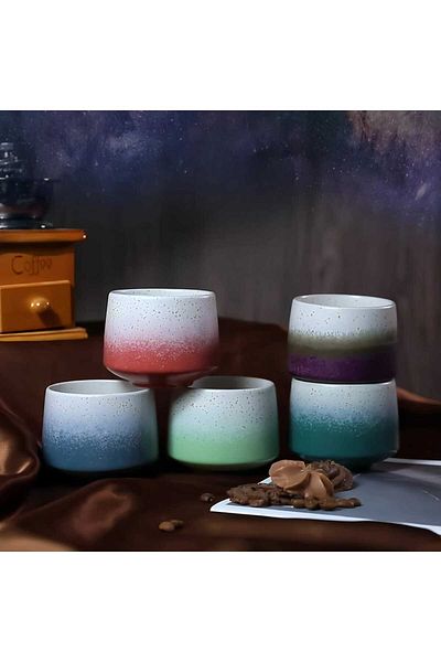 ماركة غير محددة Set of 5 distinctive handmade pottery cups