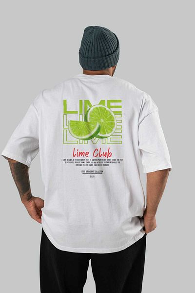 Ankhises Lime Cocktail Printed Oversize T-Shirt Men Women 100% Cotton Crew Neck Tshirt