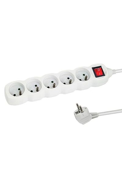ESPERANZA ELK215W Circuit Board, White, 5 Outlets, 3m, 5x4.5x28.5 cm