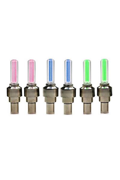 Carsons Set 6 lumini LED cu valvă pentru roți de bicicletă, pornire automată, senzor de mișcare, baterii incluse