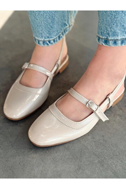 I Love Shoes Minor Patent Leather Beige Tape Detailed Mary Jane