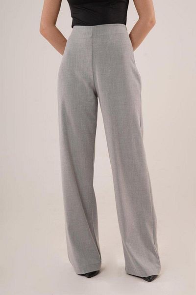 modamtn    Wide Leg Side Zipper Gray Fabric Trousers