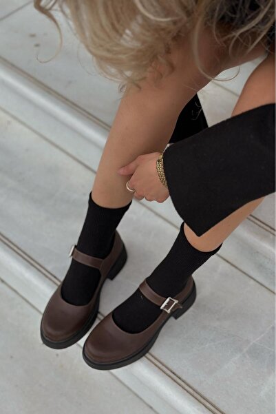 I Love Shoes Davipa Matte Leather Thick Sole Mary Jane Shoes Bitter Brown