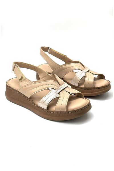 KİNDEP (Clavi) Sandale de damă confortabile, casual, din piele naturală, cu t...