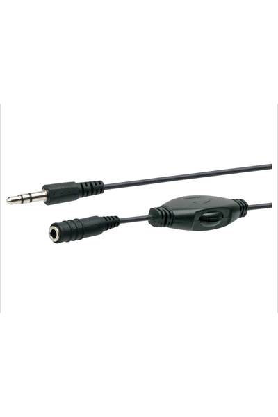 Schwaiger Audio 3m kulaklik uzatma kablosu aux Jack 3,5mm soket ses ayarli ses açıp kapatma düğmesi