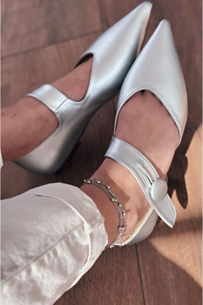 I Love Shoes Peronsa Matte Leather Silver Button Detailed Ballerinas