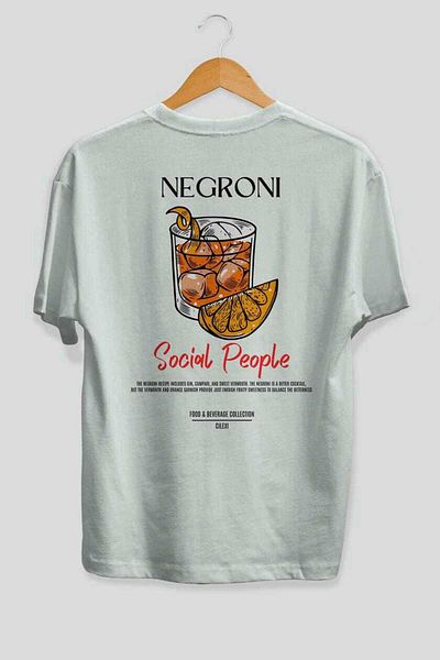 Ankhises Negroni Cocktail Printed Oversize T-Shirt Men Women 100% Cotton Crew Neck Tshirt
