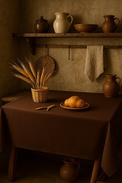 Mirilliahome Raw Linen Tablecloth – Brown Tablecloth