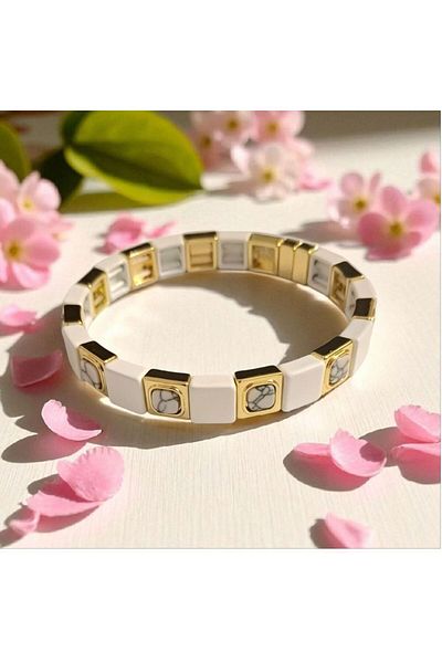 AKSESUARIM Women's Porcelain Rubber Thread Bracelet