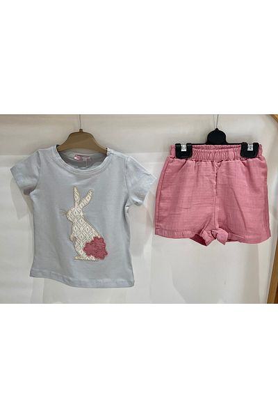 bebitomkids Girl 1-4 Years Rabbit Shorts Set