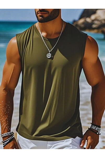 SPOR KUMAŞ SIFIR KOL BİSİKLET YAKA TANK TOP ATLET-FİTNESS ATLET- SPOR BODY-GYM ATLET BODY BOL KESİM