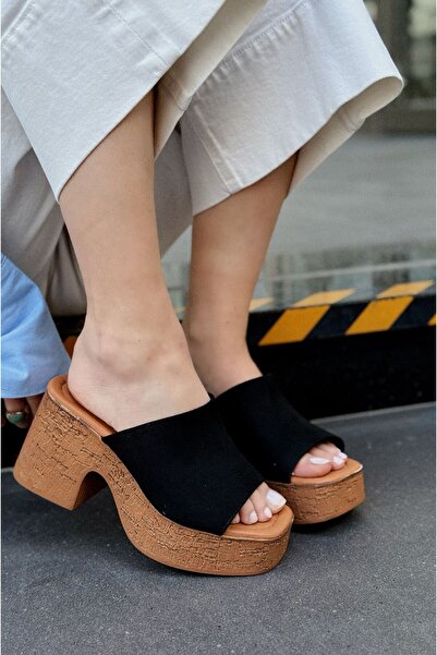 I Love Shoes Velseya Suede Black Women's Heeled Slippers