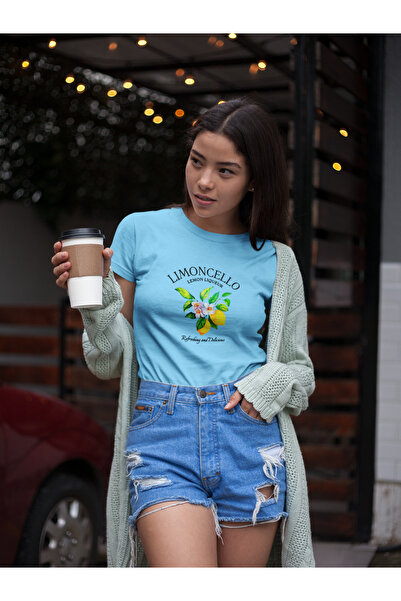 Butik تي شيرت نسائي متعدد الألوان مطبوع عليه ليمونتشيلو، 100% قطن، مقاس عادي،...