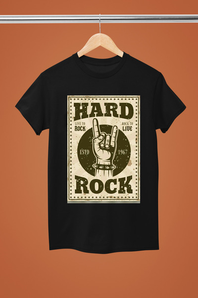 MAGORS تيشيرت روك من القطن المطبوع بأكمام قصيرة وقصة عادية من هارد روك