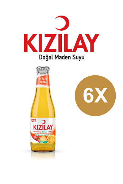 Kızılay Portakal Bisküvi Elma Aromalı Maden Suyu 200 ML x 6 Adet