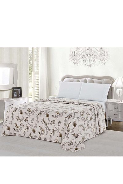 Mon Fleece Blanket King Size 200x220 cm Ultra Soft Microfiber Lightweight with Floral Print